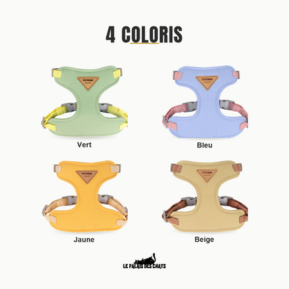 Harnais pour chat Félin Majesté, 4 coloris vert bleu jaune beige