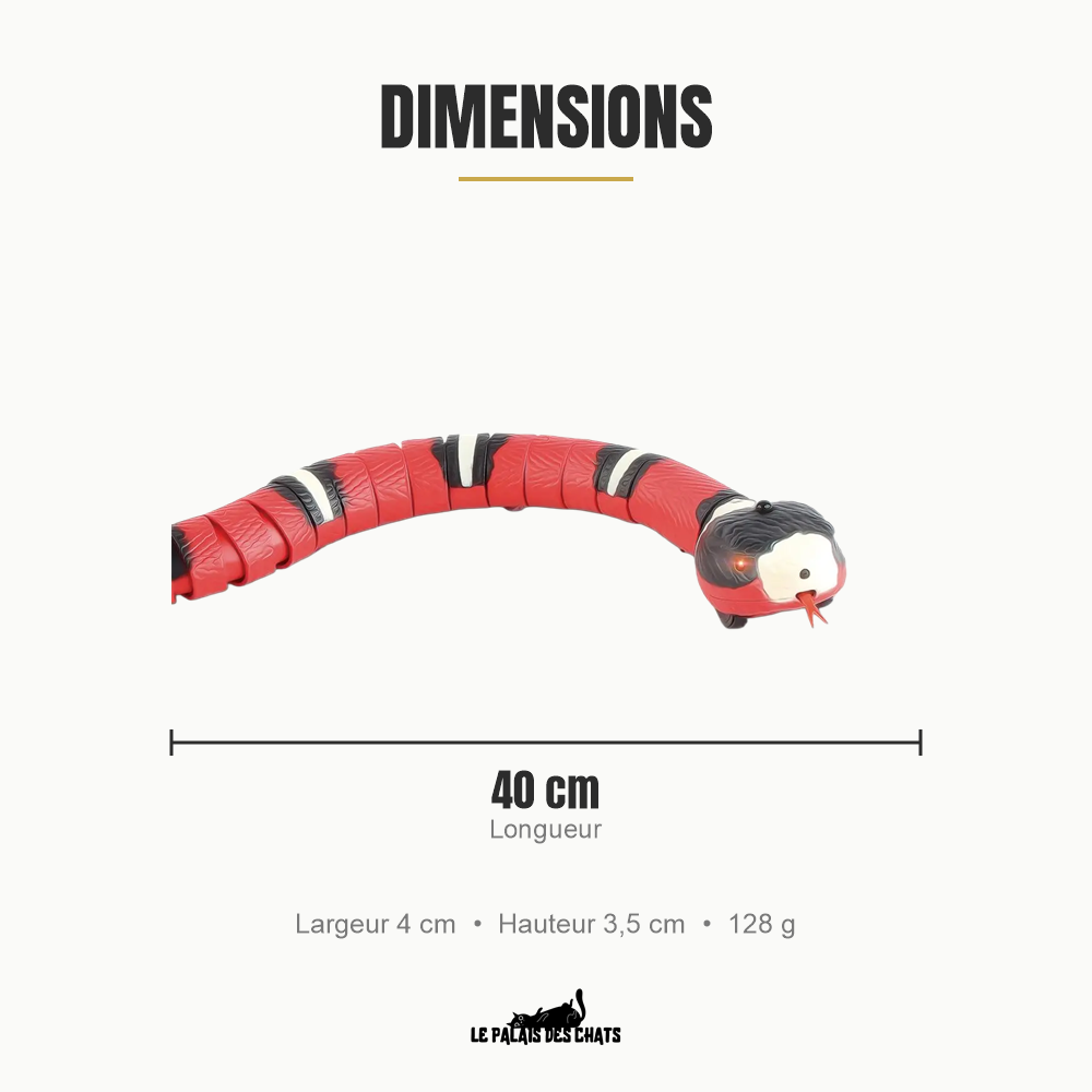 Dimensions du serpent électronique pour chat : 40 cm de long