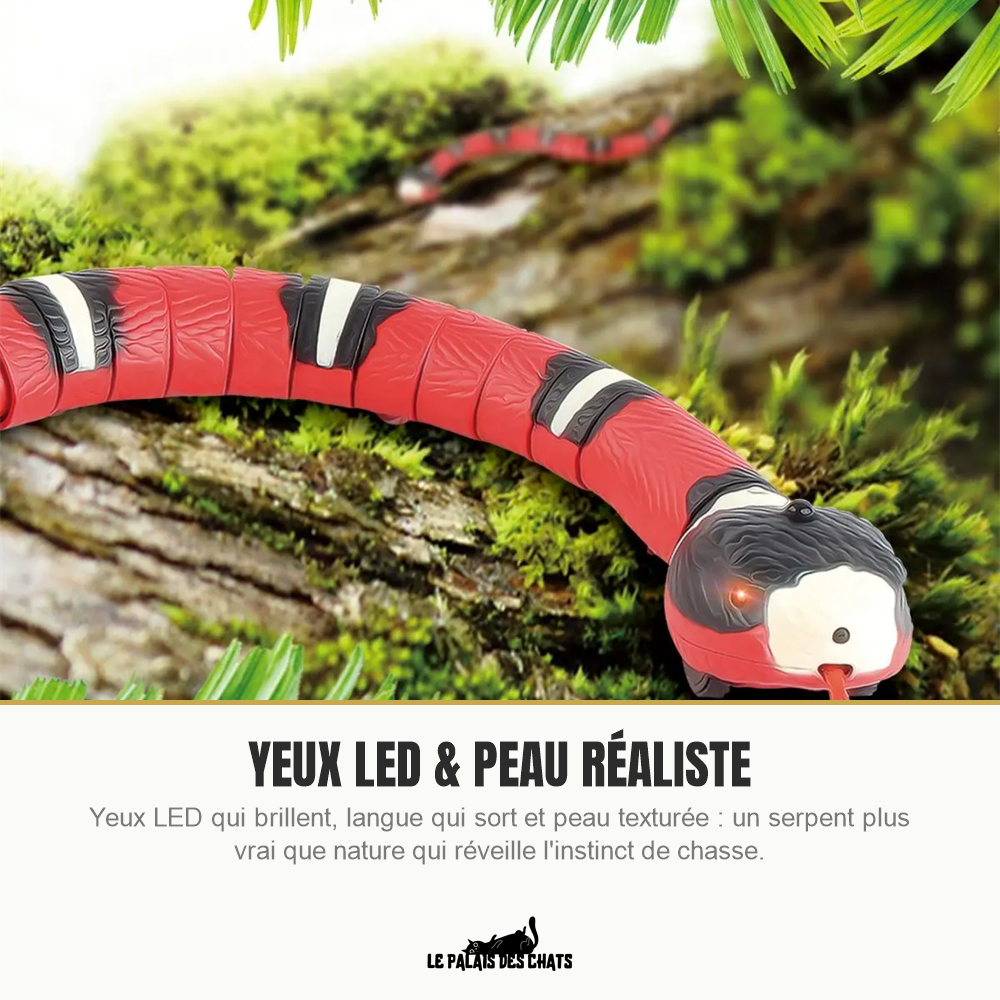 Serpent électronique pour chat avec yeux LED et peau réaliste