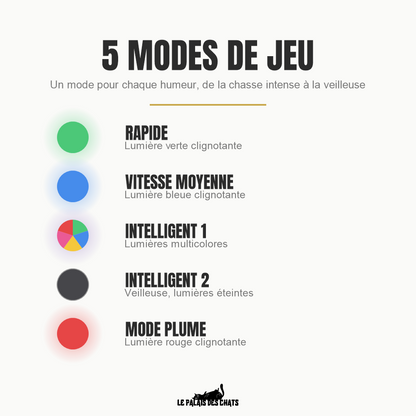 Les 5 modes de jeu lumineux du jouet interactif pour chat Le Tourbillon Félin
