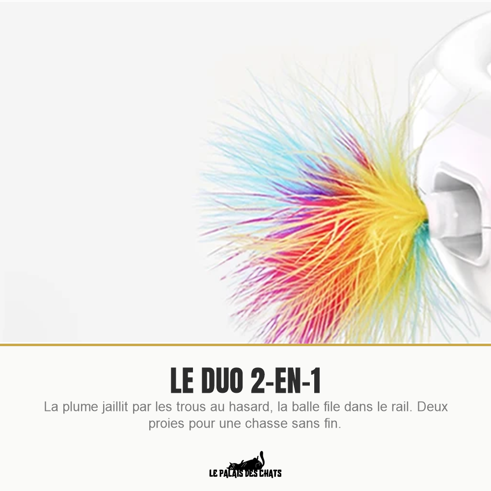 Plume rotative et balle, le duo 2-en-1 du jouet pour chat Le Tourbillon Félin
