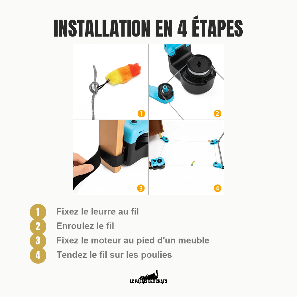 Jouet interactif électrique pour chat à leurre et télécommande | Attrape-Moi Si Tu Peux - Le Palais des Chats