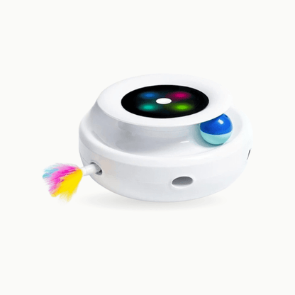 Jouet interactif électronique pour chat, plume et balle | Le Tourbillon Félin - Le Palais des Chats