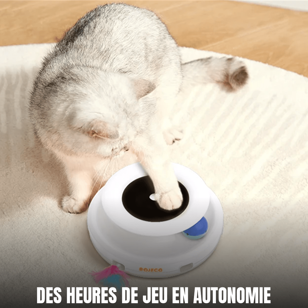 Jouet interactif électronique pour chat, plume et balle | Le Tourbillon Félin - Le Palais des Chats