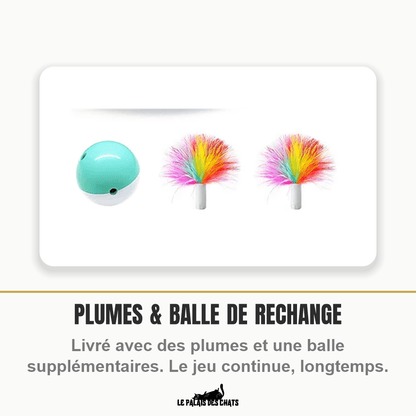 Jouet interactif électronique pour chat, plume et balle | Le Tourbillon Félin - Le Palais des Chats