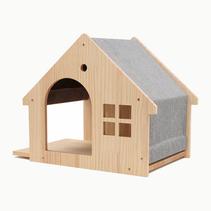 Maison murale pour chat en bois, modèle chalet au toit gris, Mon Petit Village Perché