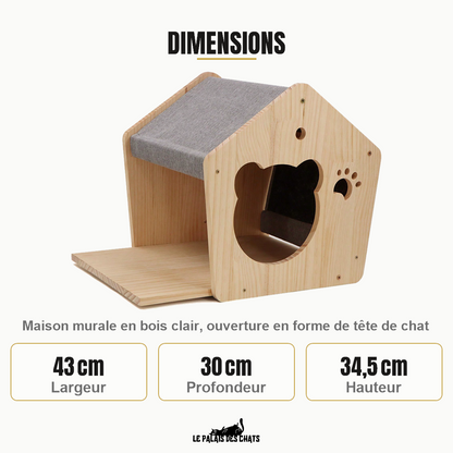 Dimensions de la maison murale : 43 cm de large, 30 cm de profondeur, 34,5 cm de haut