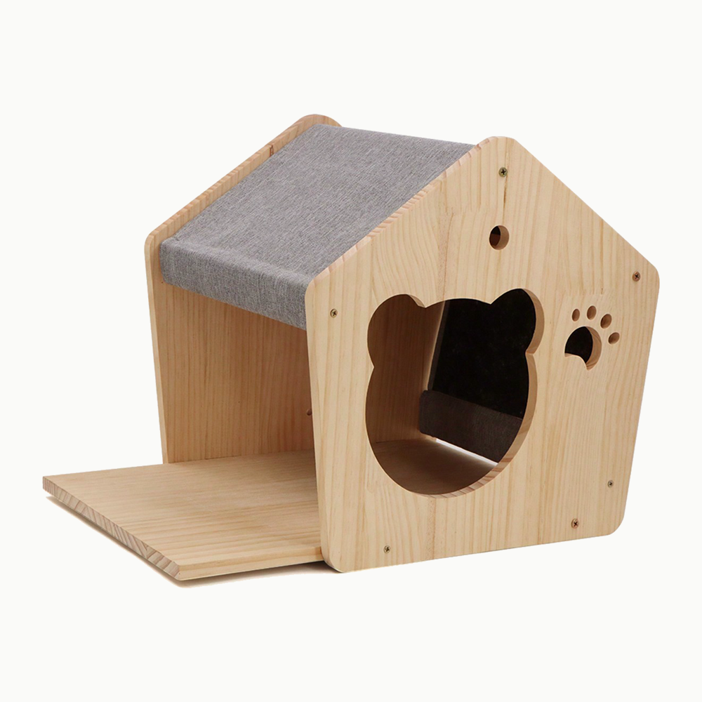 Maison murale pour chat en bois avec ouverture en forme de tête de chat
