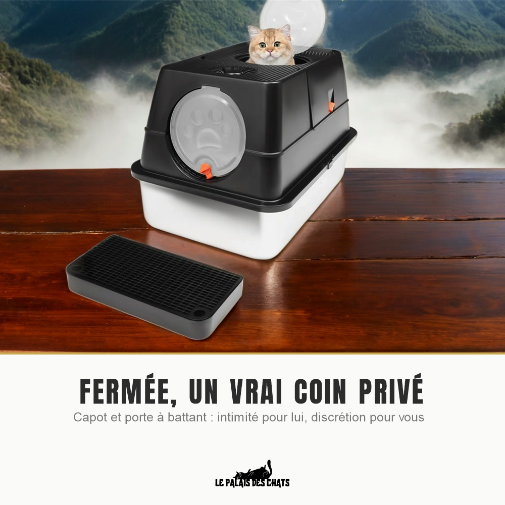 Le Trône Privé fermé avec porte à battant, chat à l'intérieur