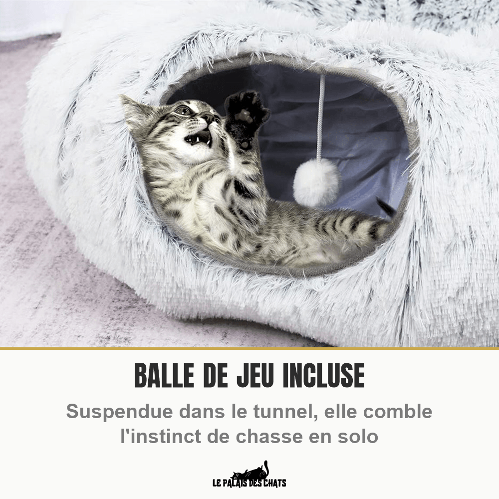 Panier tunnel 2-en-1 pour chat | Doux Ronrons - Le Palais des Chats