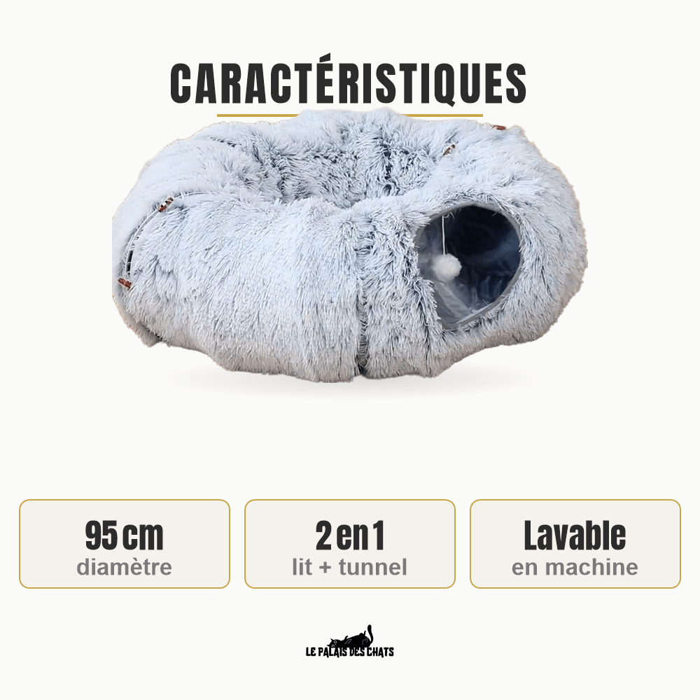 Panier tunnel 2-en-1 pour chat | Doux Ronrons - Le Palais des Chats
