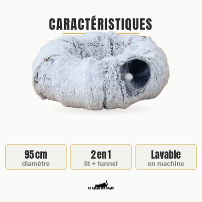 Panier tunnel 2-en-1 pour chat | Doux Ronrons - Le Palais des Chats