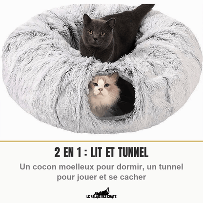 Panier tunnel 2-en-1 pour chat | Doux Ronrons - Le Palais des Chats