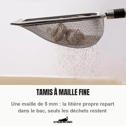 Pelle à litière pour chat en inox, tamis à maille fine 5 mm | Le Tamis Royal - Le Palais des Chats