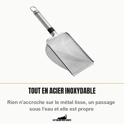 Pelle à litière pour chat en inox, tamis à maille fine 5 mm | Le Tamis Royal - Le Palais des Chats