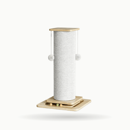 Poteau à gratter pour chat en bois et sisal naturel, 60/80 cm avec balle suspendue | Le Totem Royal - Le Palais des Chats