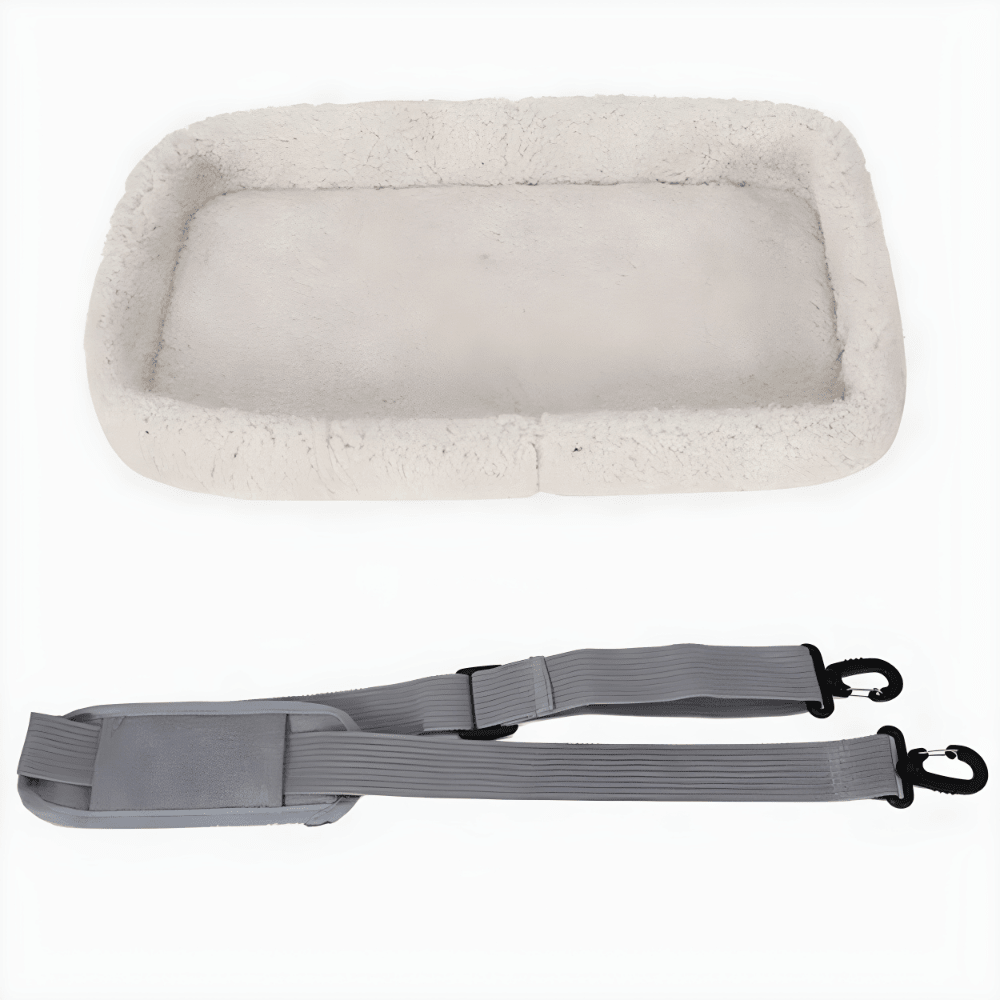 Coussin polaire amovible et bandoulière matelassée à mousquetons, livrés avec le sac