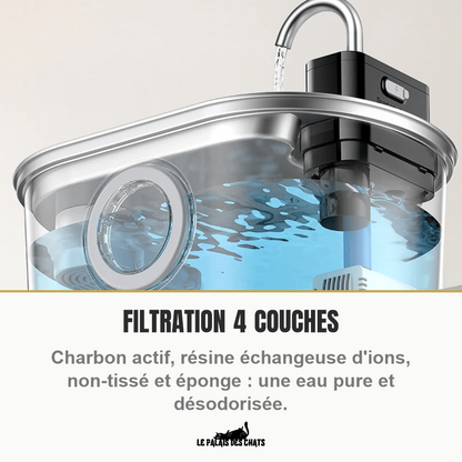 Fontaine à chat avec filtration 4 couches au charbon actif pour une eau pure
