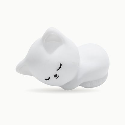 Veilleuse chat en silicone Le Veilleur Endormi, modèle tout blanc : chaton endormi